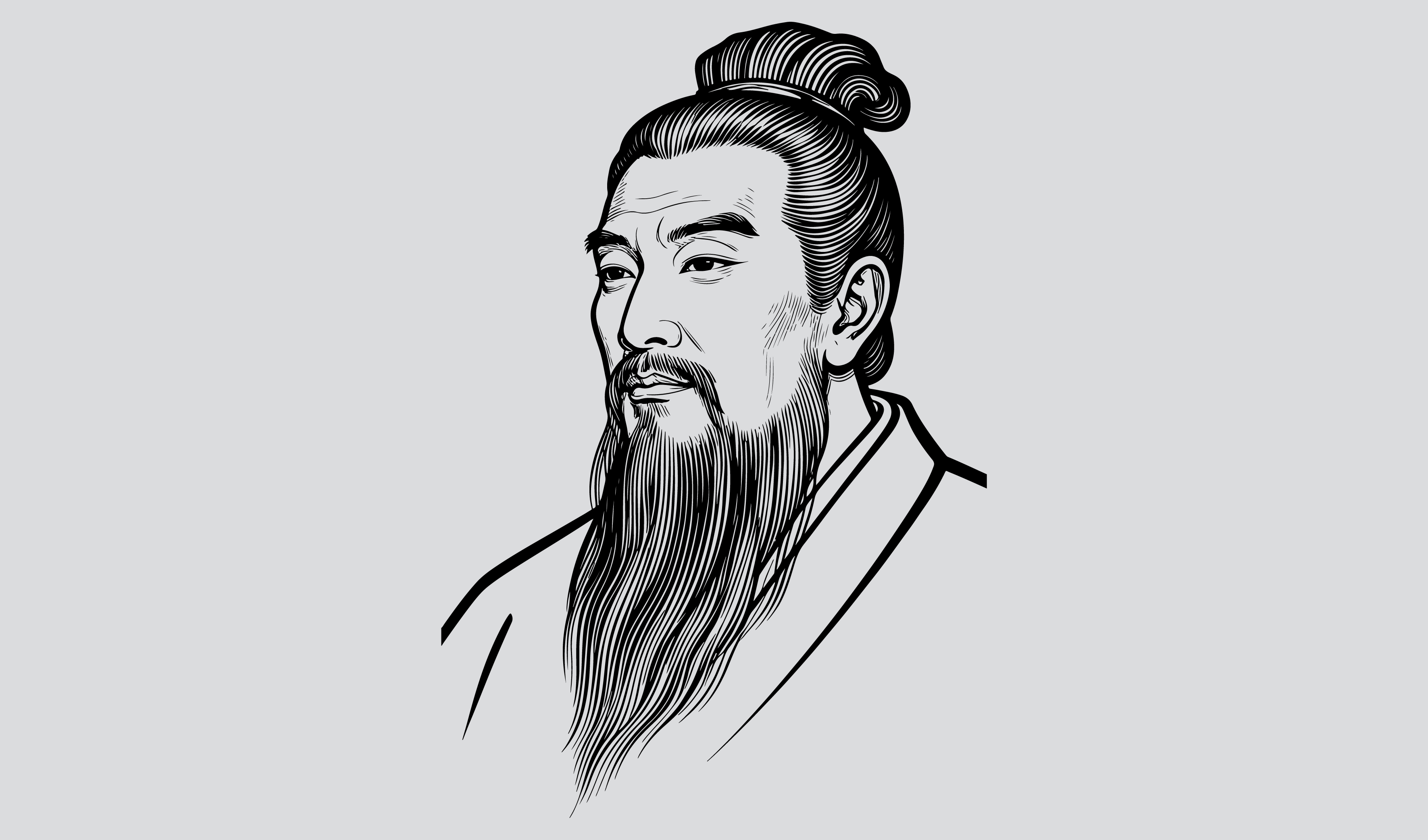 商务-传统，古代名人酒祖杜康矢量肖像插画